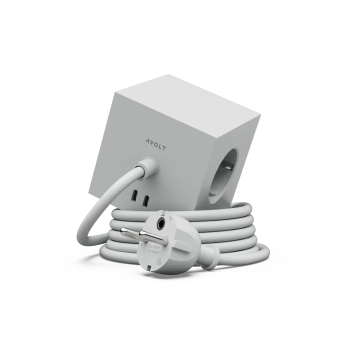 Square 1 power strip USB-C 30W 3 m - Gotland Gray - Avolt