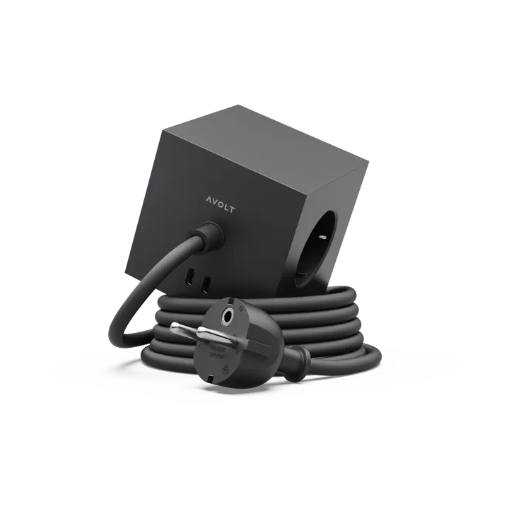 Square 1 power strip USB-C 30W 3 m - Stockholm Black - Avolt