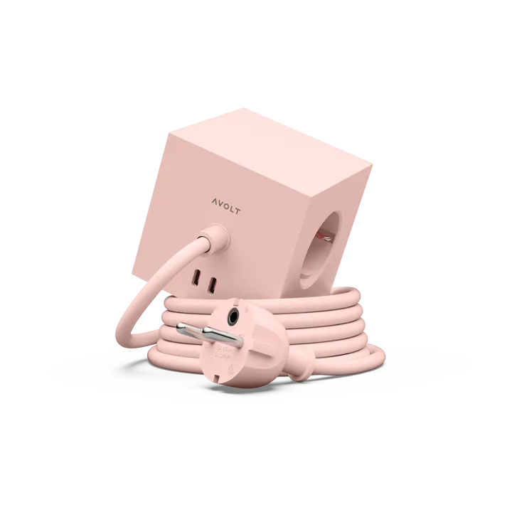 Square 1 socket USB-C 30W 1.8 m - New Pink - Avolt