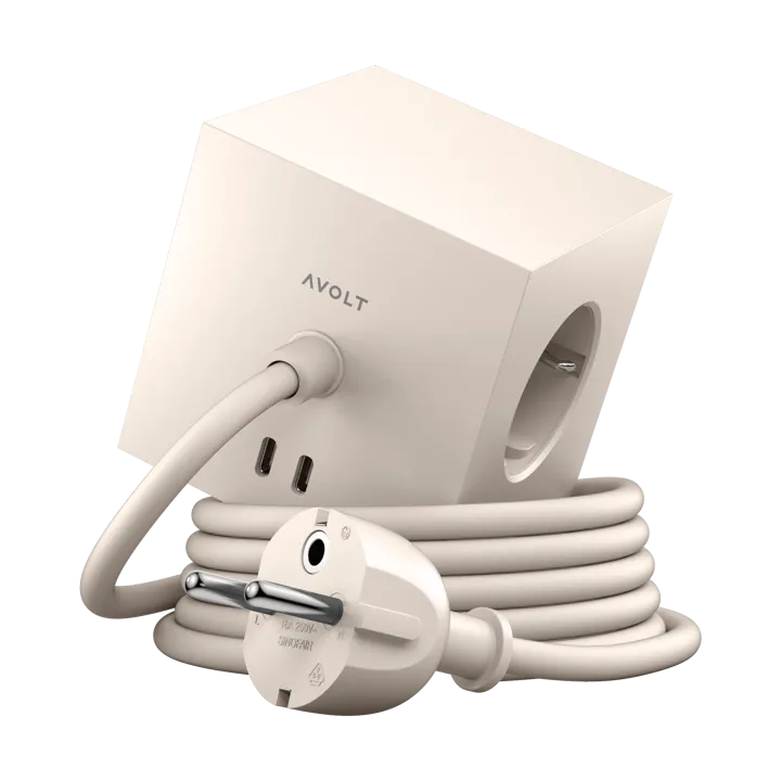 Square 1 socket USB-C 30W 1.8 m - Nomad sand - Avolt