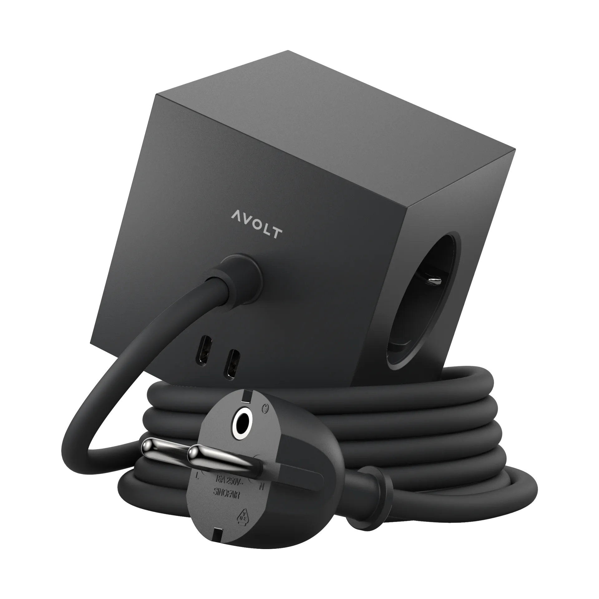Square 1 socket USB-C 30W 1.8 m, Stockholm black Avolt