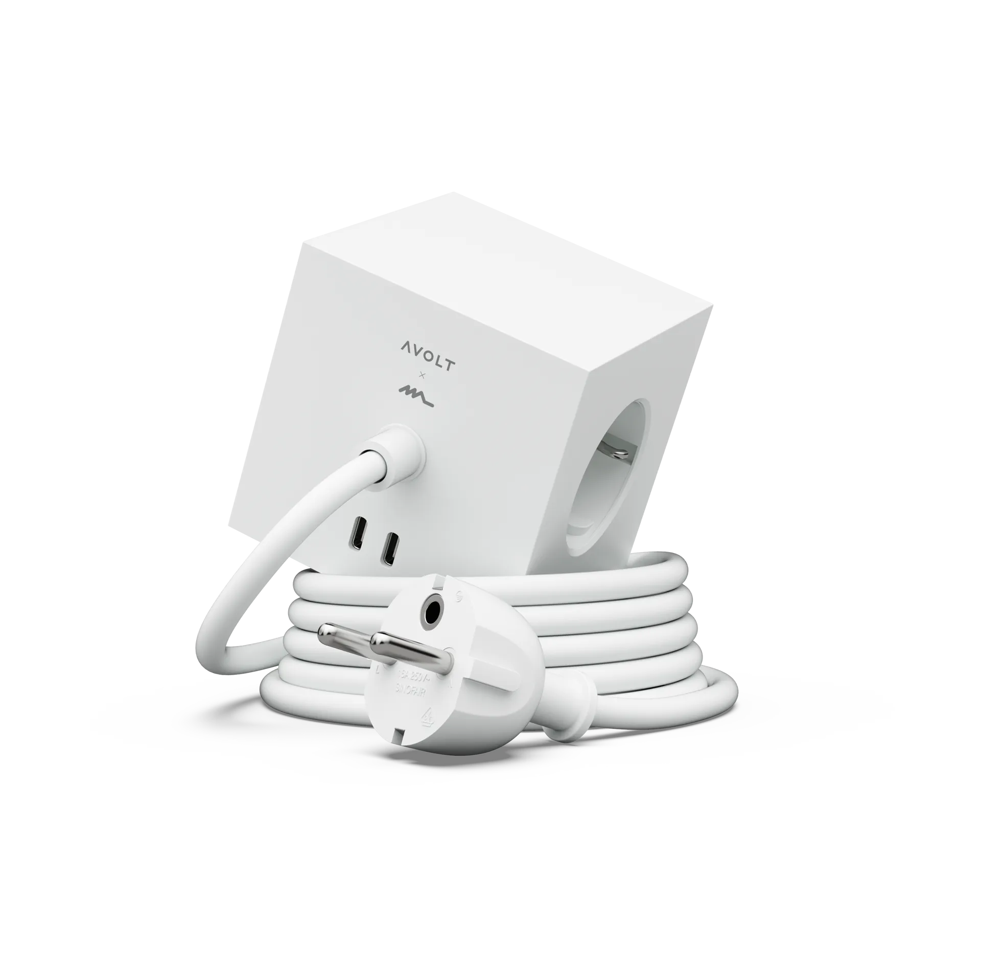 Square 1 socket USB-C 30W 1.8 m, White Martinelli Luce edition Avolt