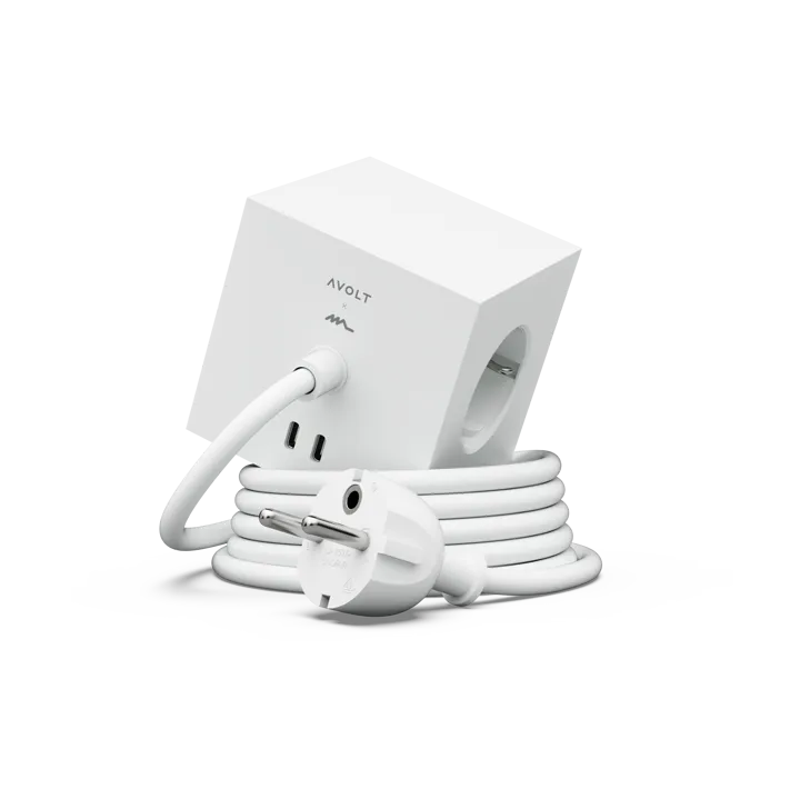 Square 1 socket USB-C 30W 1.8 m - White Martinelli Luce edition - Avolt