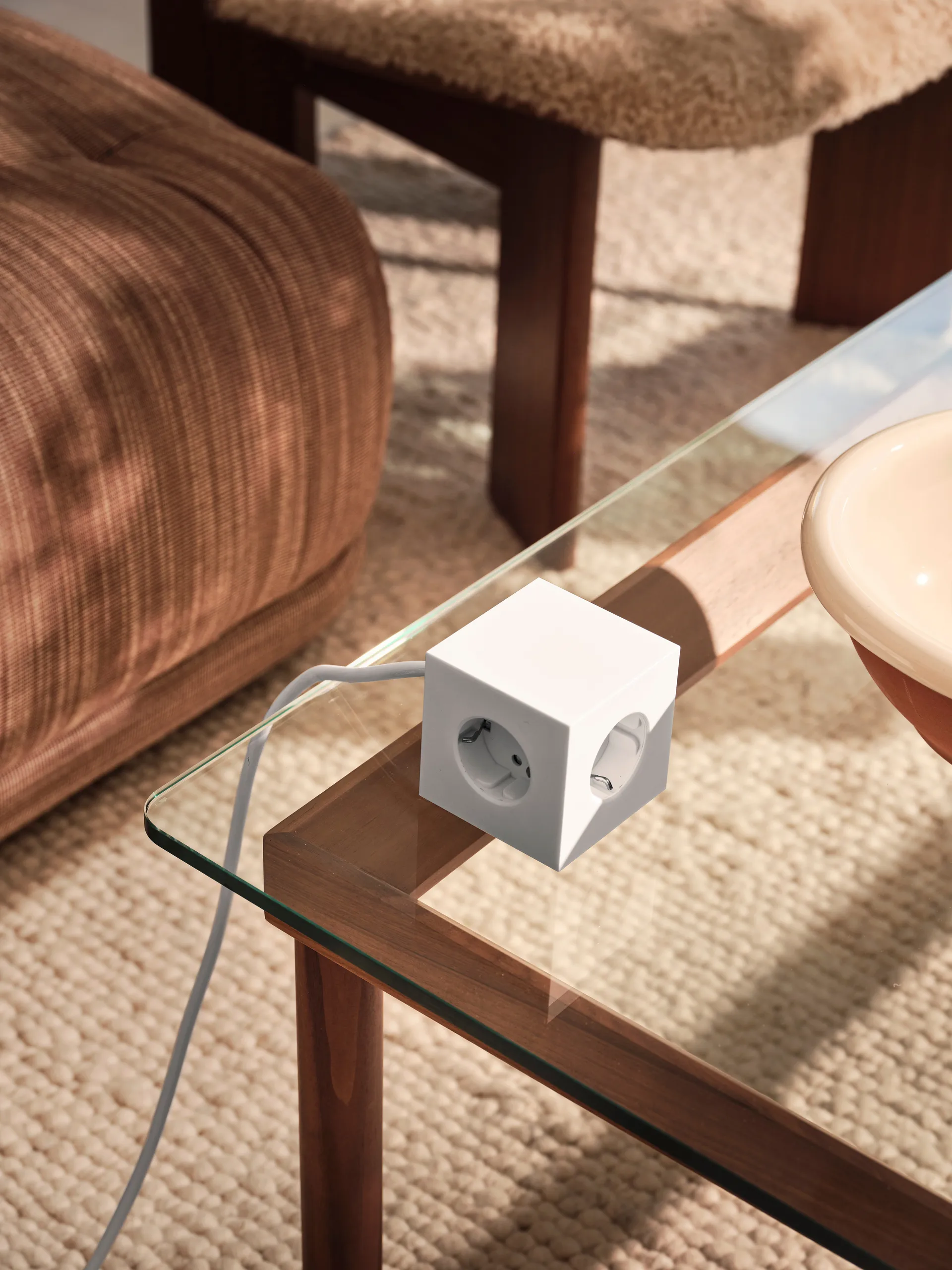 Square 1 socket USB-C 30W 1.8 m, White Martinelli Luce edition Avolt