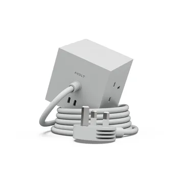 Square 1 UK power strip USB-C 30W 1.8 m - Gotland Gray - Avolt
