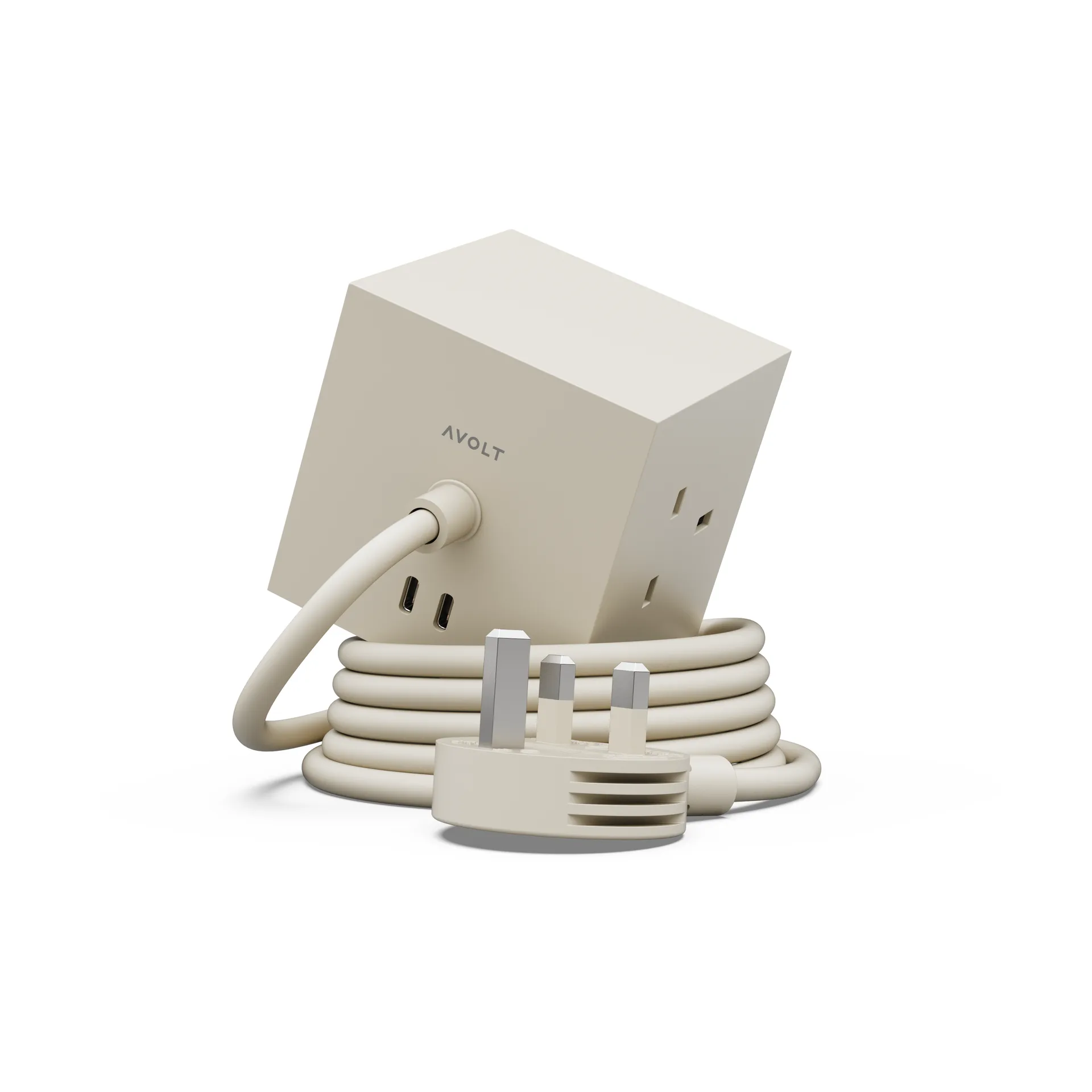 Square 1 UK power strip USB-C 30W 1.8 m, Nomad Sand Avolt