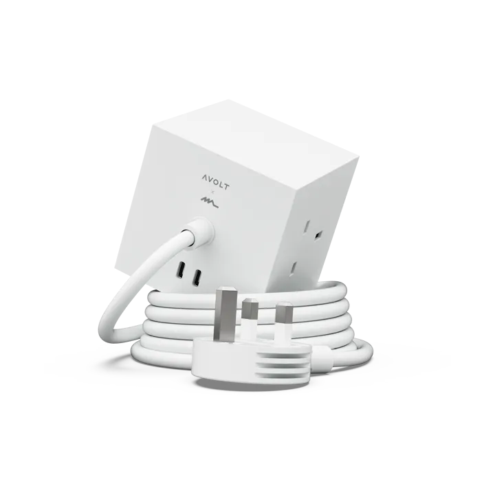 Square 1 UK power strip USB-C 30W 1.8 m - White Martinelli Luce edition - Avolt