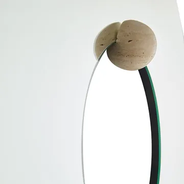 Castellum wall mirror Ø80 cm - Clear-travertine - AYTM