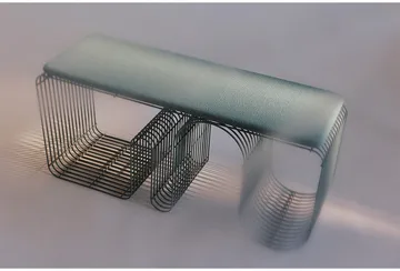 Curva seating bench 100 cm - Dusty blue - AYTM
