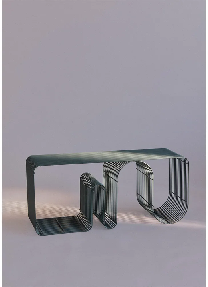 Curva seating bench 100 cm, Dusty blue AYTM