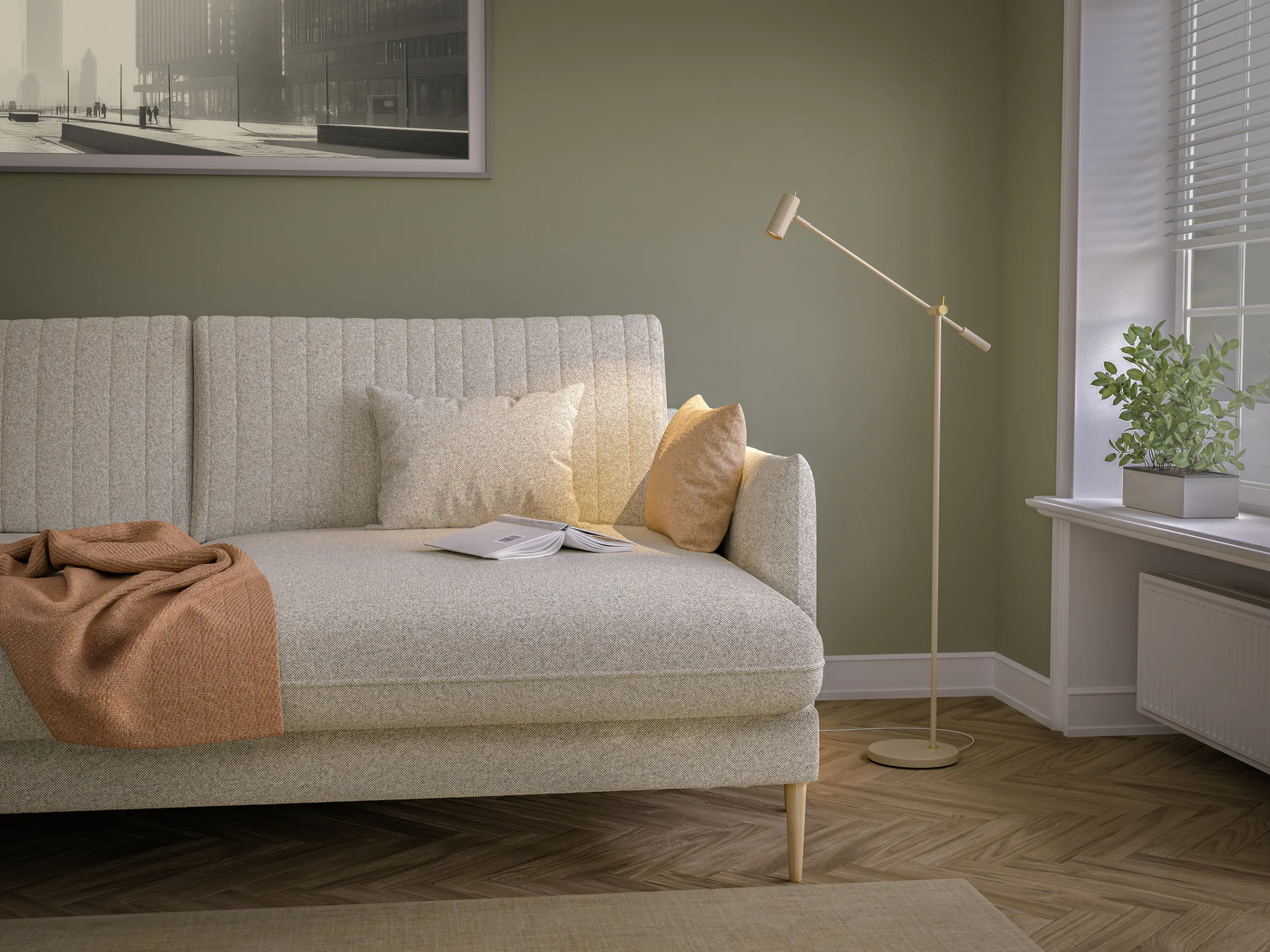 Cato floor lamp 134 cm, Nougat-brass Belid