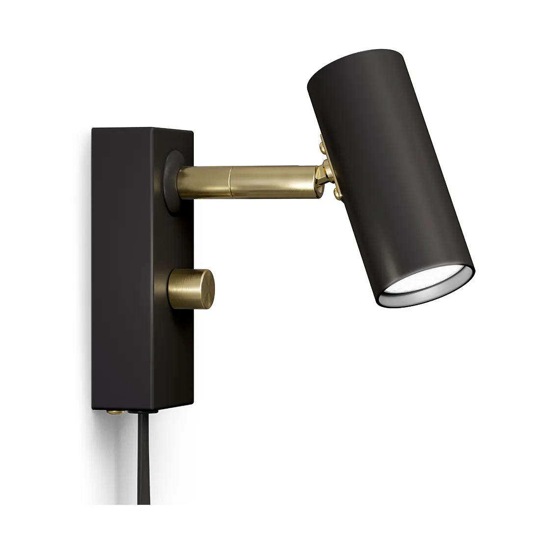 Cato wall lamp, Matte black-brass Belid