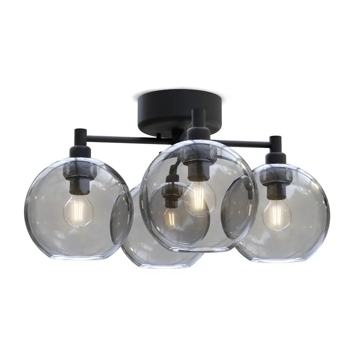 Gloria ceiling lamp - Black-smoke coloured glass - Belid