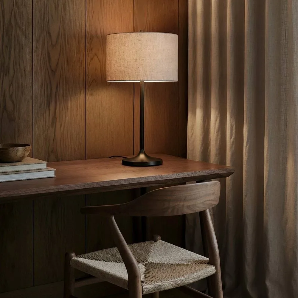 Soft table lamp, Linen natural-metallic bronze, Ø34x64 cm Belid