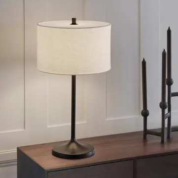 Soft table lamp - Linen white-metallic bronze, Ø34x64 cm - Belid
