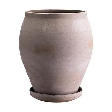 Delphi pot with saucer, 2 pieces - Grey, Ø22 cm, tall - Bergs Potter