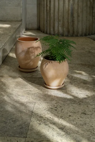 Delphi pot with saucer, 2 pieces - Pink, Ø22 cm, tall - Bergs Potter
