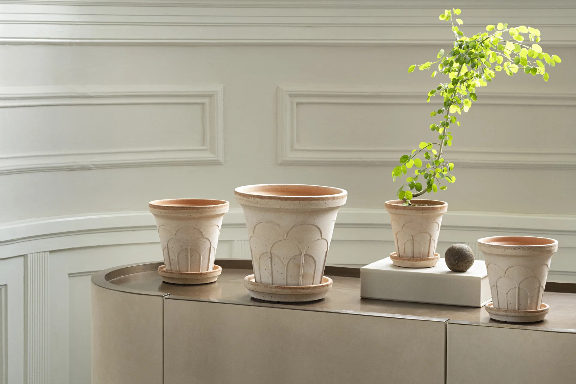Fleur pot with saucer, 2 pieces, Pink, Ø14 m Bergs Potter