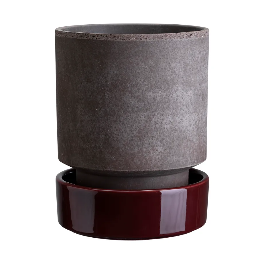 Hoff pot, Ø16 cm, Raw Grey-Deep Burgundy Bergs Potter