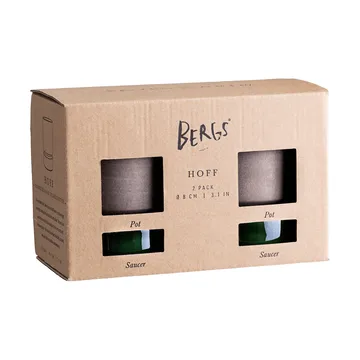 Hoff pot 2-pack - Ø8 cm, Raw Grey-Emerald Green - Bergs Potter