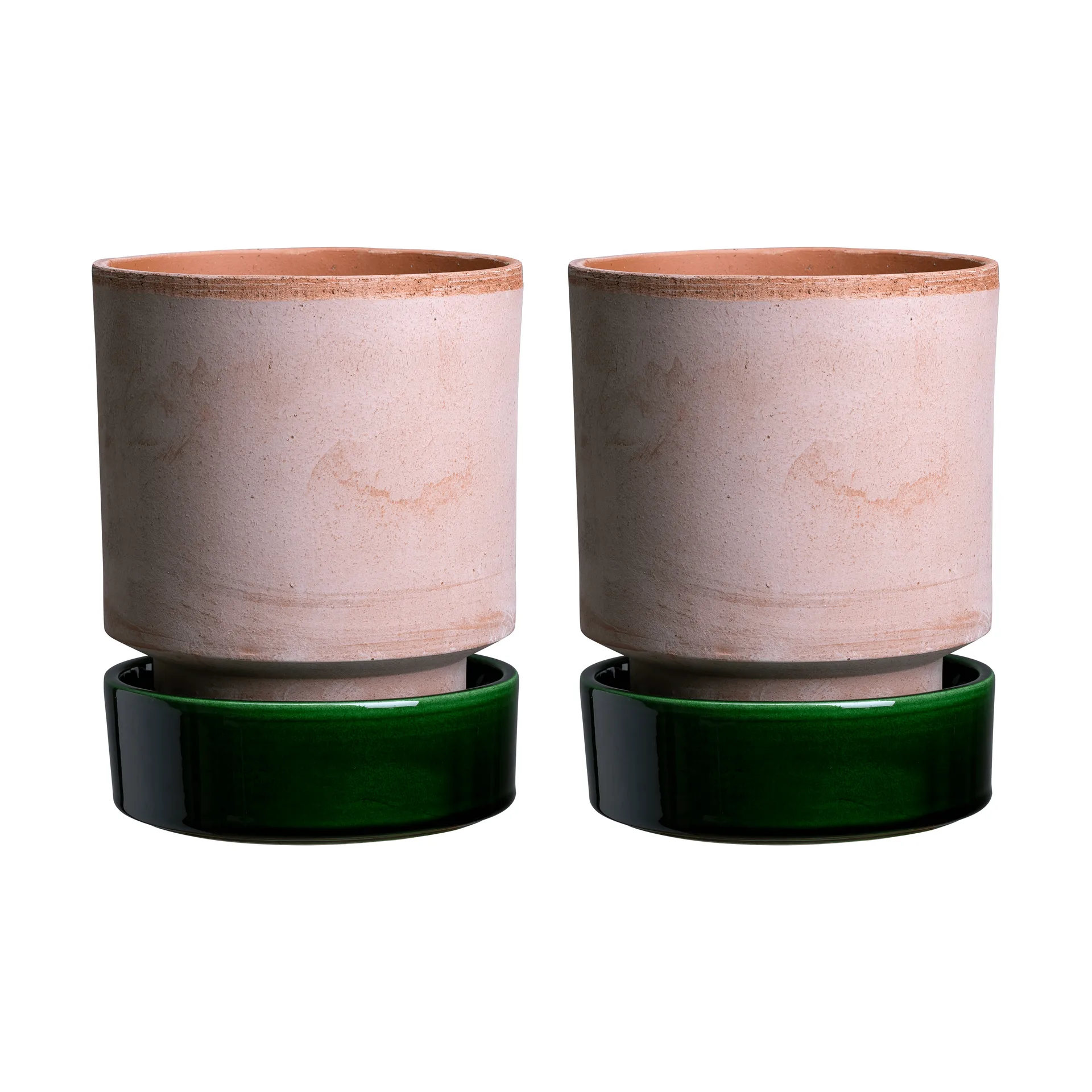 Hoff pot 2-pack, Ø8 cm, Raw Pink-Emerald Green Bergs Potter