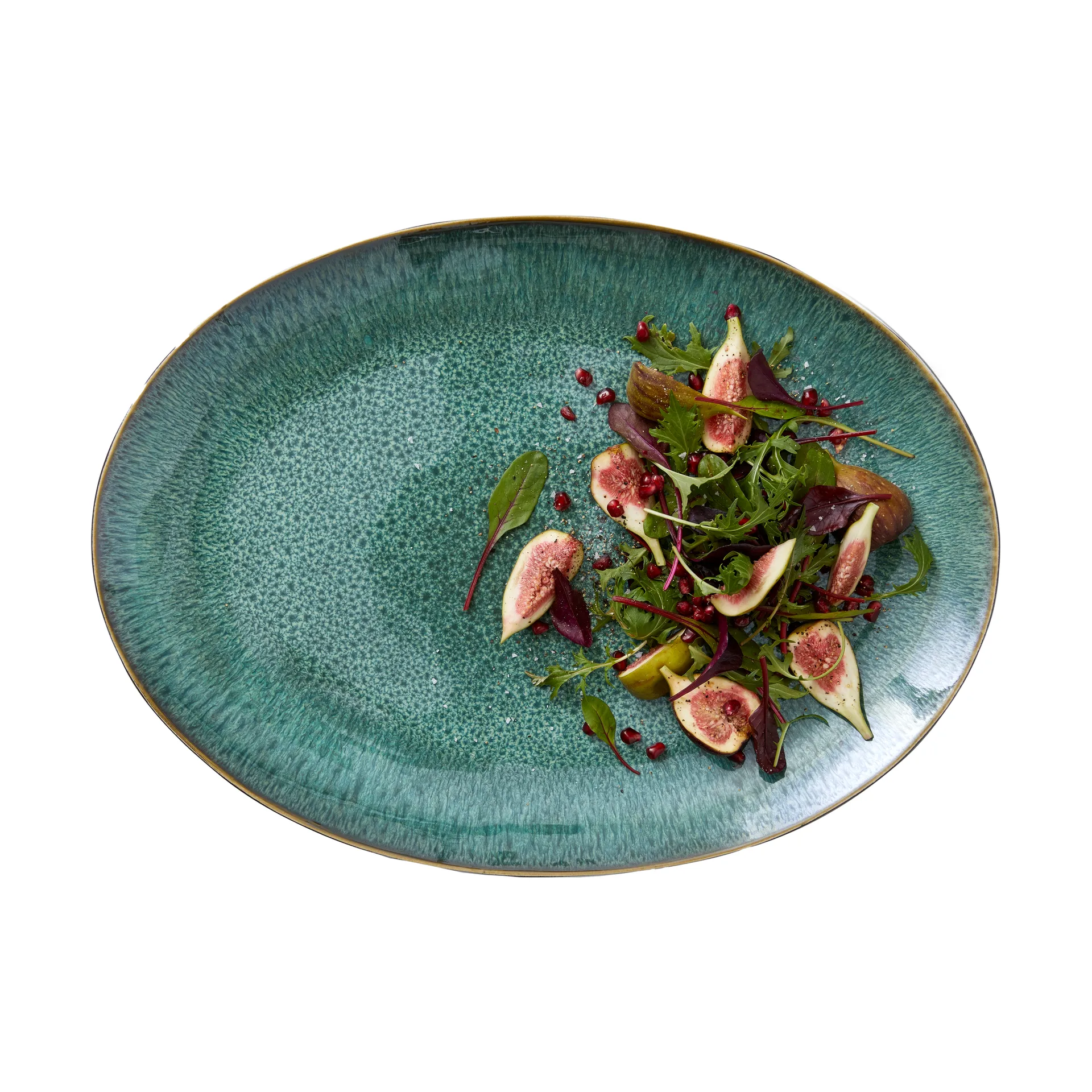 Bitz oval serving dish 45x34 cm, Black-green Bitz
