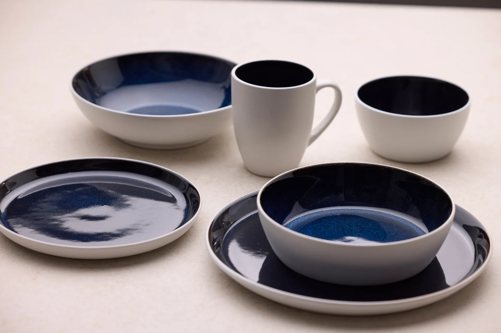 Bitz pasta bowl gastro Ø20 cm, White-dark blue Bitz