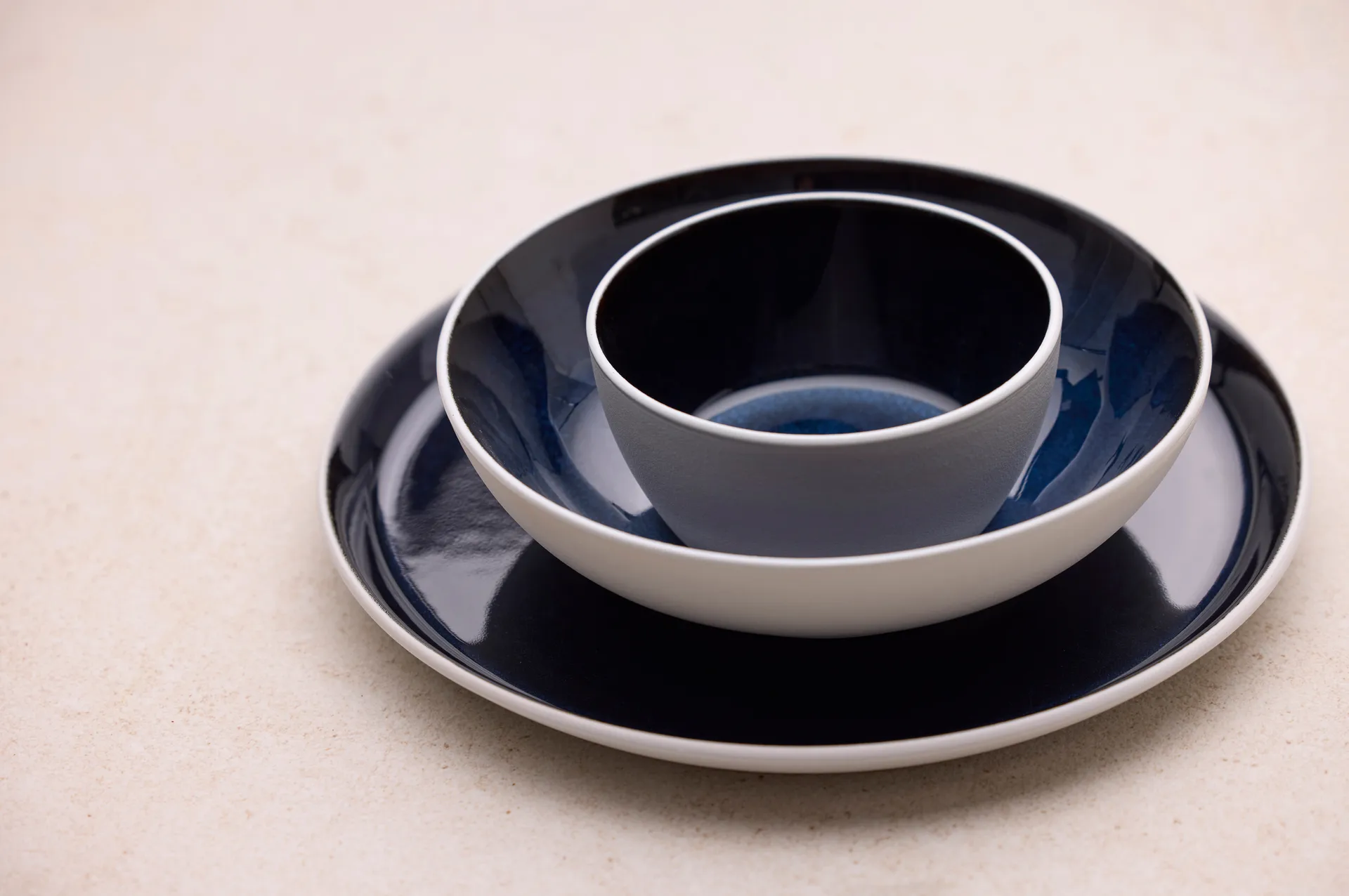 Bitz plate gastro Ø27 cm, White-dark blue Bitz