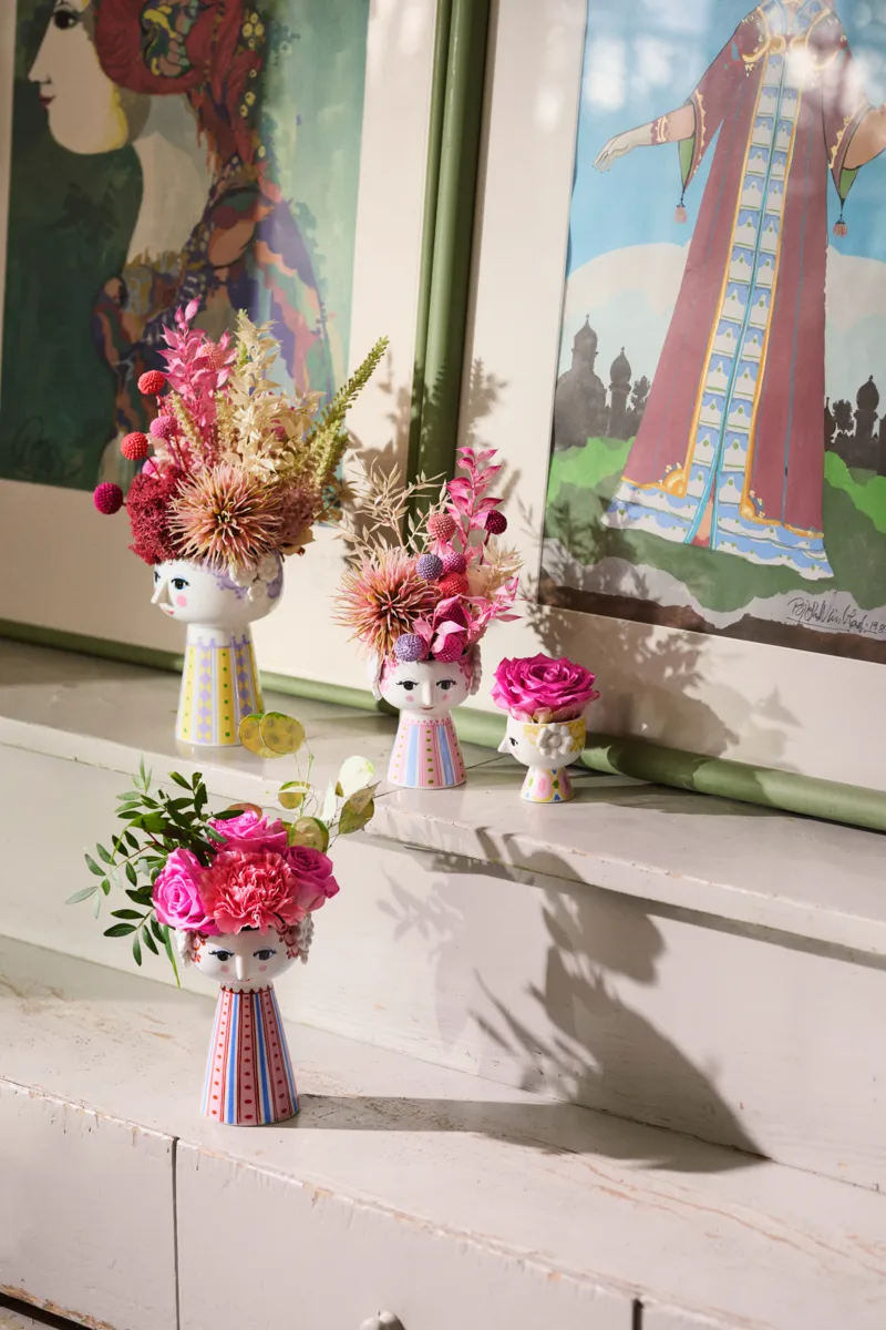 Eva candlestick 9,5 cm, Pink Bjørn Wiinblad