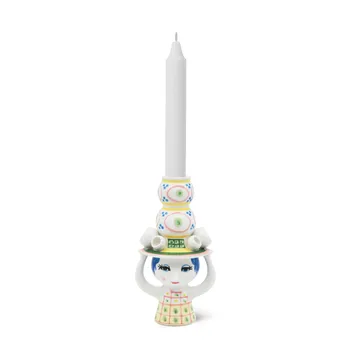 Lady with hat candle holder H16 cm - Pink - Bjørn Wiinblad