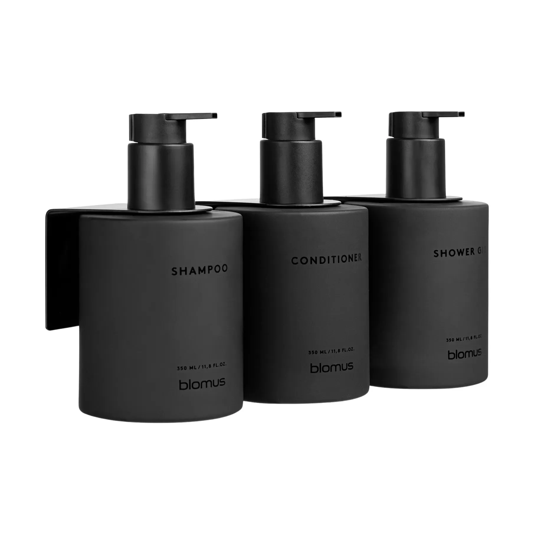 Kirei glass bottles incl. wall holder, 3-pack, Smoke, glue-mounted blomus