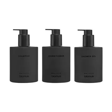 Kirei glass bottles incl. wall holder, 3-pack - Smoke, glue-mounted - blomus