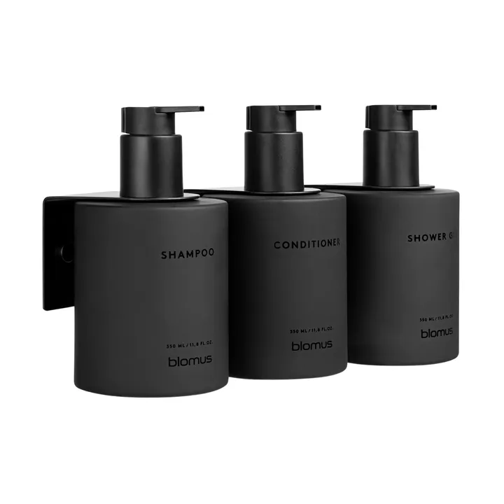 Kirei glass bottles incl. wall holder, 3-pack - Smoke, screw-mounted - blomus