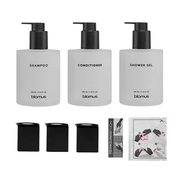 Kirei glass bottles incl. wall holder, 3-pack - White, glue-mounted - blomus