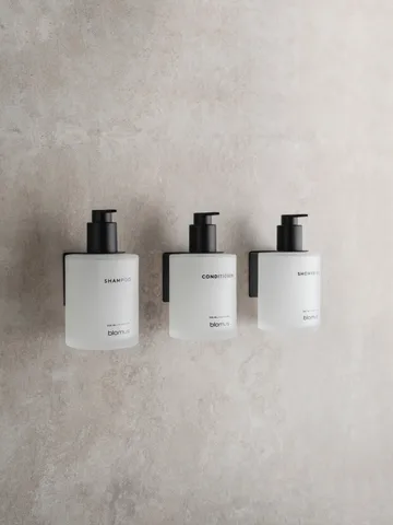 Kirei glass bottles incl. wall holder, 3-pack - White, glue-mounted - blomus