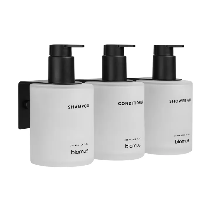 Kirei glass bottles incl. wall holder, 3-pack - White, screw-mounted - blomus