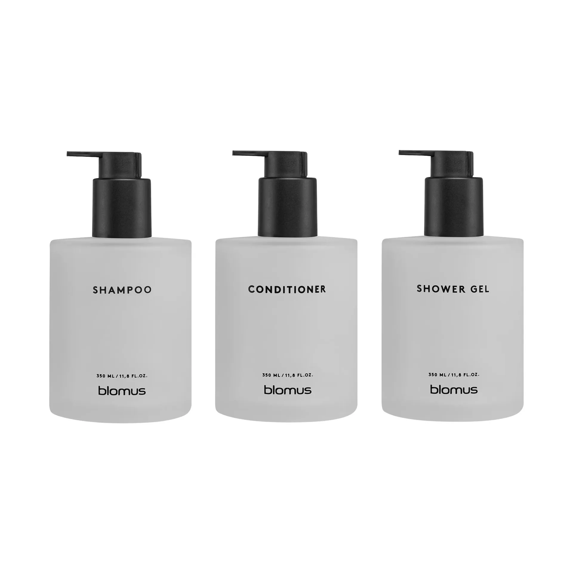 Kirei glass bottles incl. wall holder, 3-pack, White, screw-mounted blomus
