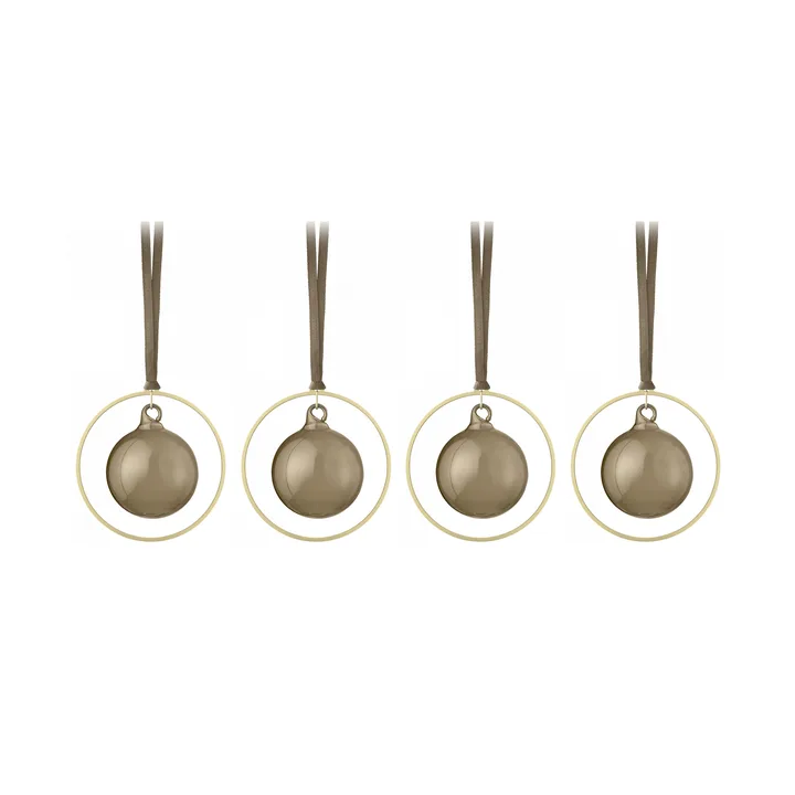 KITAI Christmas bauble 8,5 cm 4-pack - Coffee - blomus