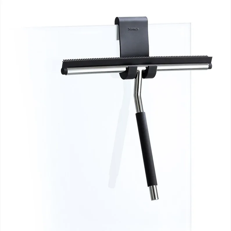 Lavea shower scraper with hook, polished steel blomus