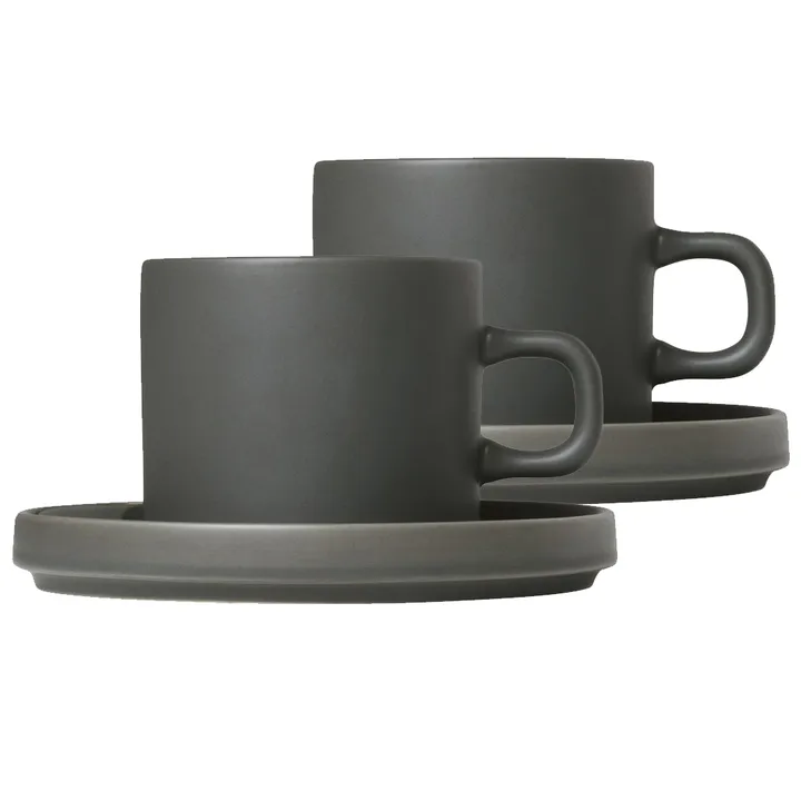Pilar coffee mug with saucer 2-pack - Agave green - blomus