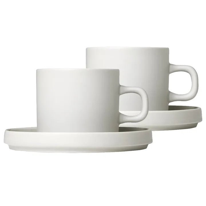 Pilar coffee mug with saucer 2-pack - Moonbeam - blomus