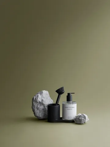 Piro dish brush and soap holder - Black - blomus