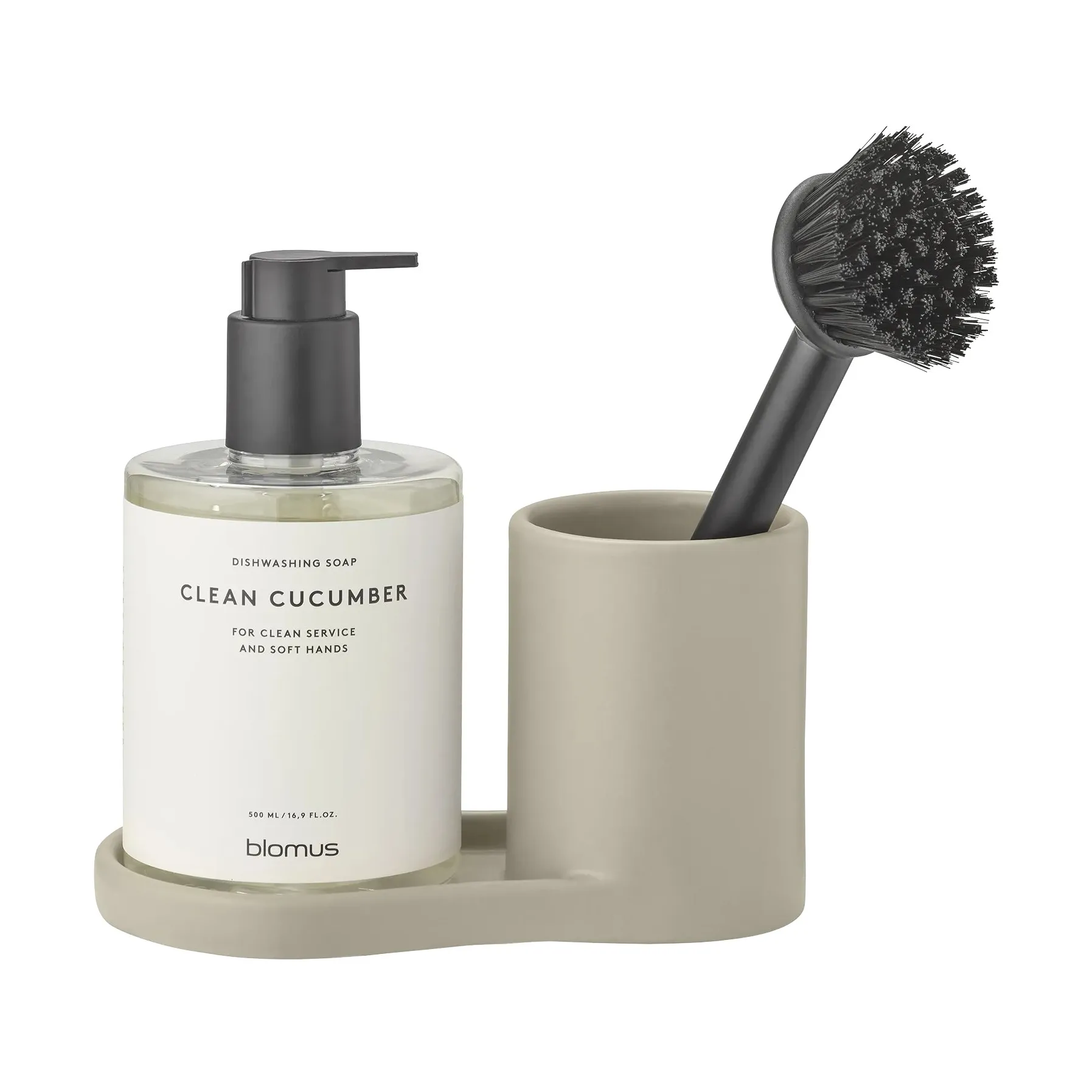 Piro dish brush and soap holder, Nomad blomus