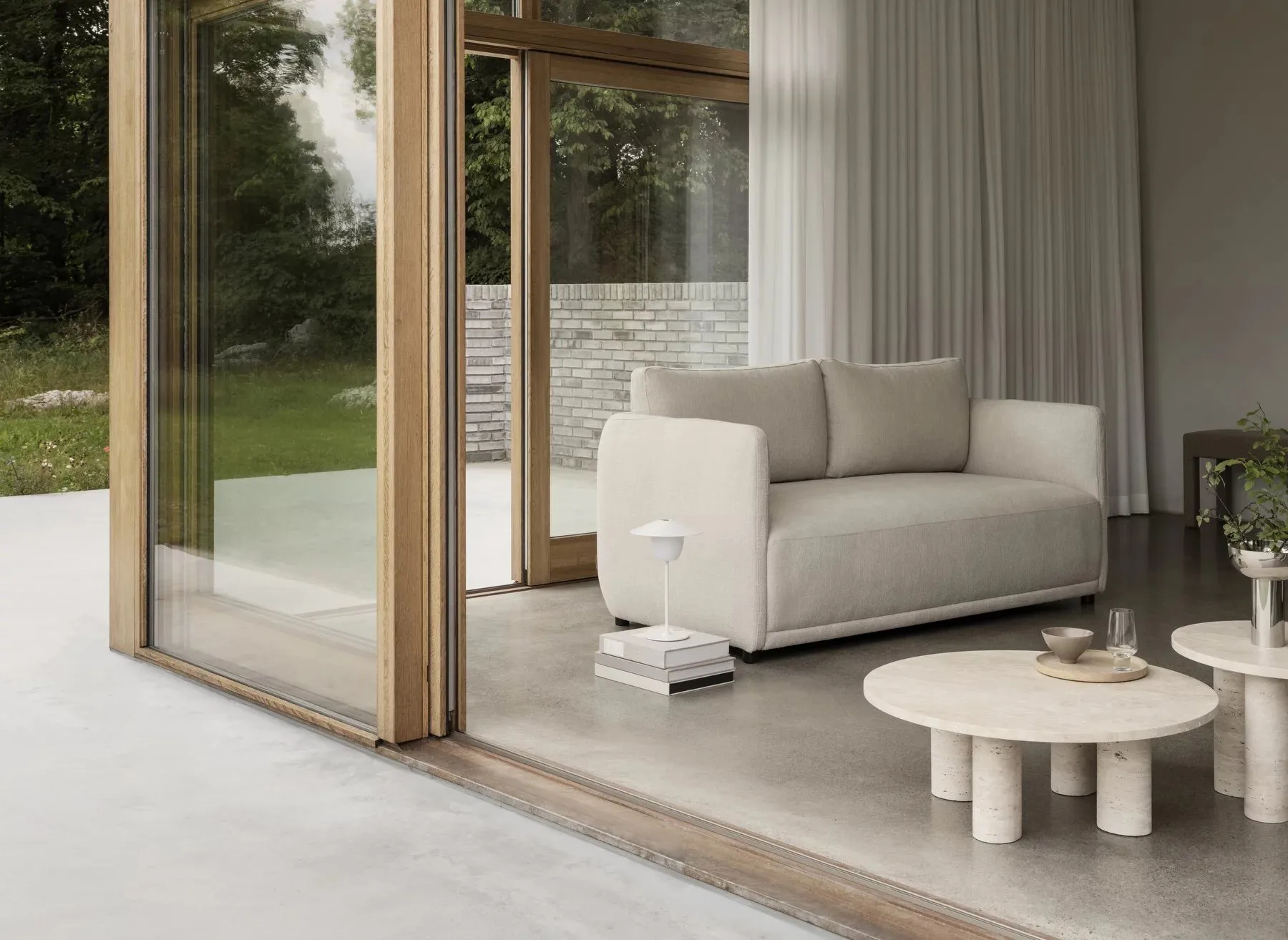 Volos coffee table L Ø75 cm, Travertine blomus