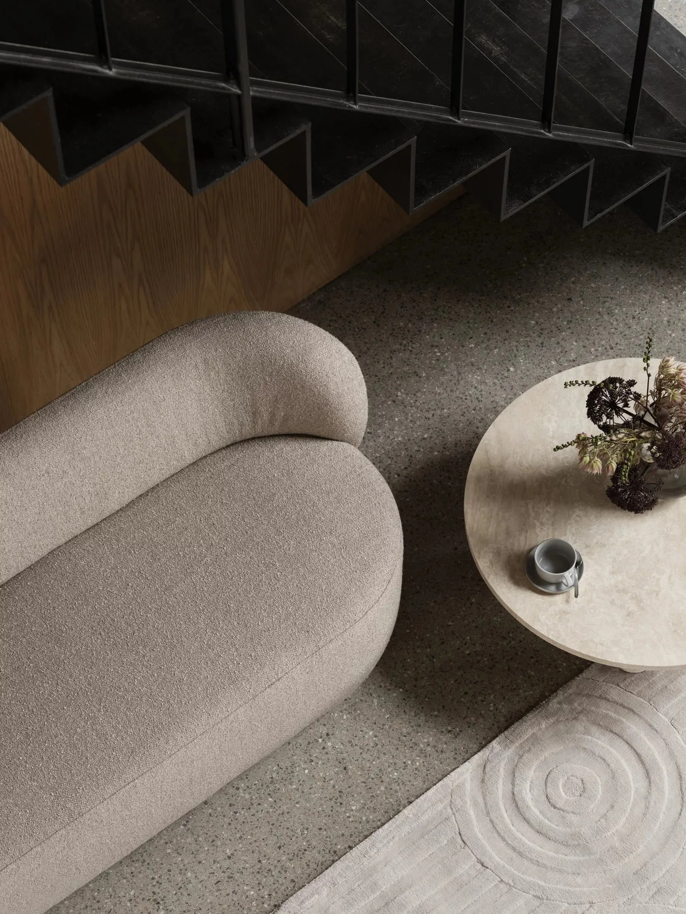 Volos coffee table L Ø75 cm, Travertine blomus