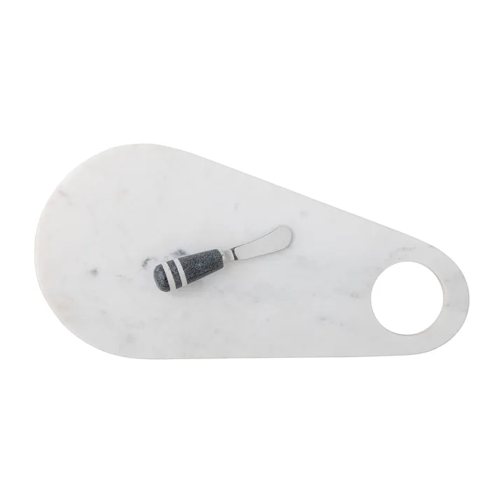 Abrielle cheese knife with cutting board 20x42 cm - White marble-stainless steel - Bloomingville