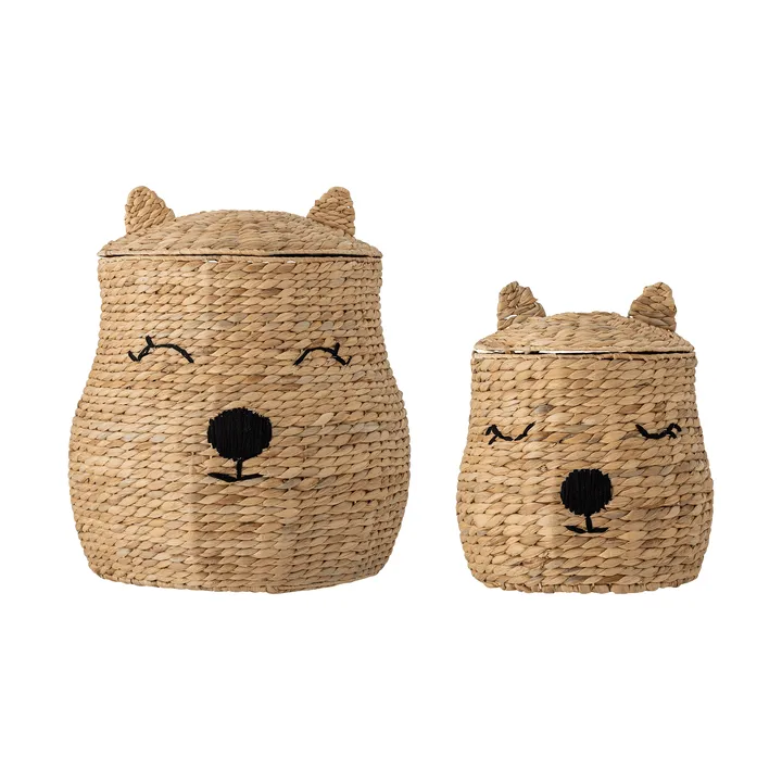 Berny basket with lid - Nature, 2 pieces - Bloomingville