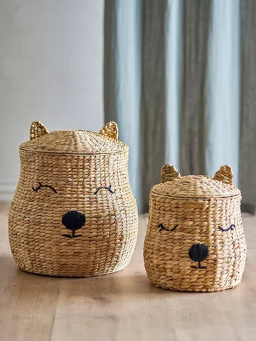 Berny basket with lid - Nature, 2 pieces - Bloomingville