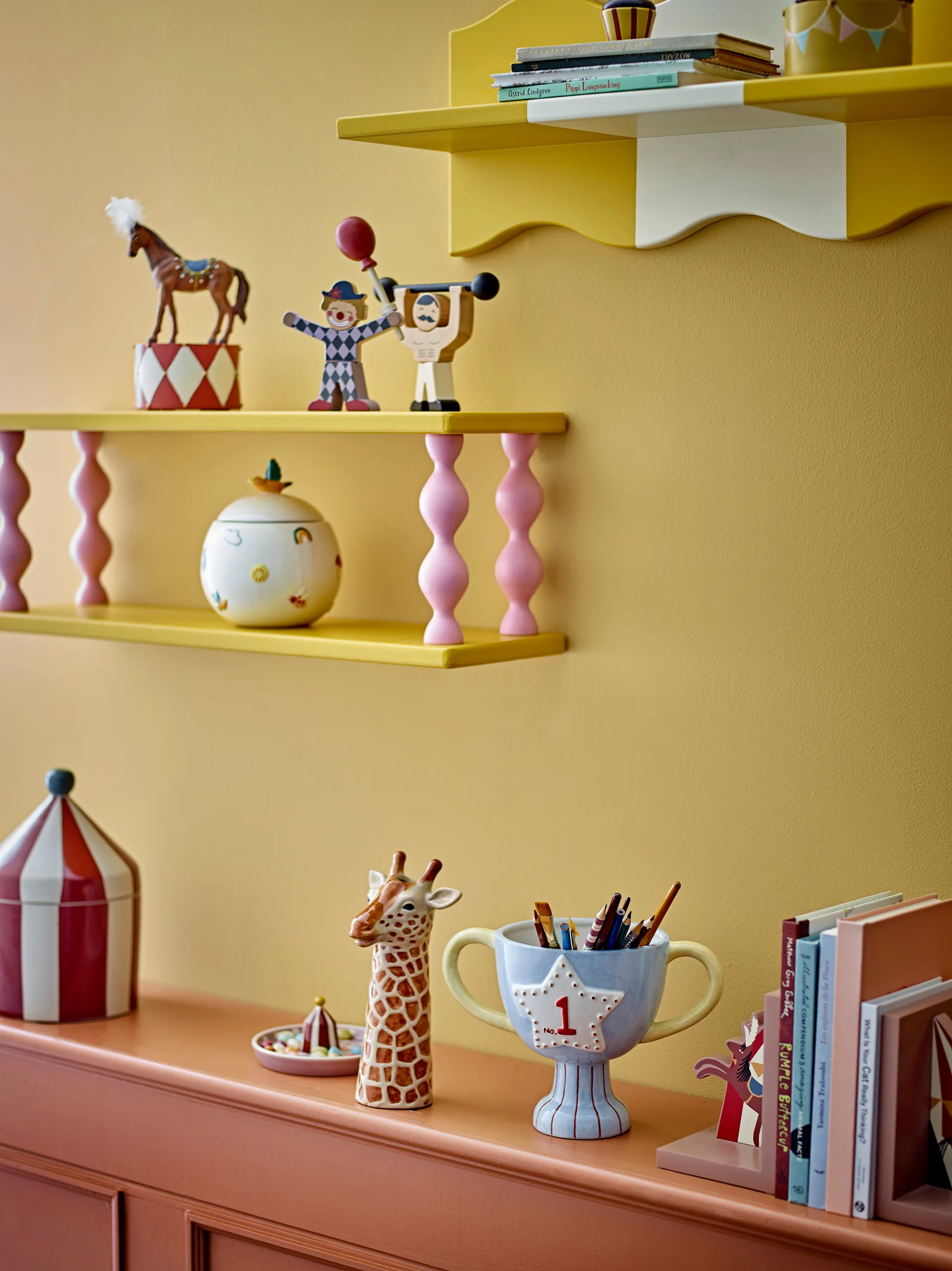 Bibiola shelf 60x21.5 cm, Yellow Bloomingville