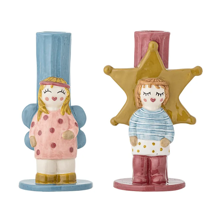 Bisby ljusstake - Blue-pink, 2 pieces, 15 cm - Bloomingville